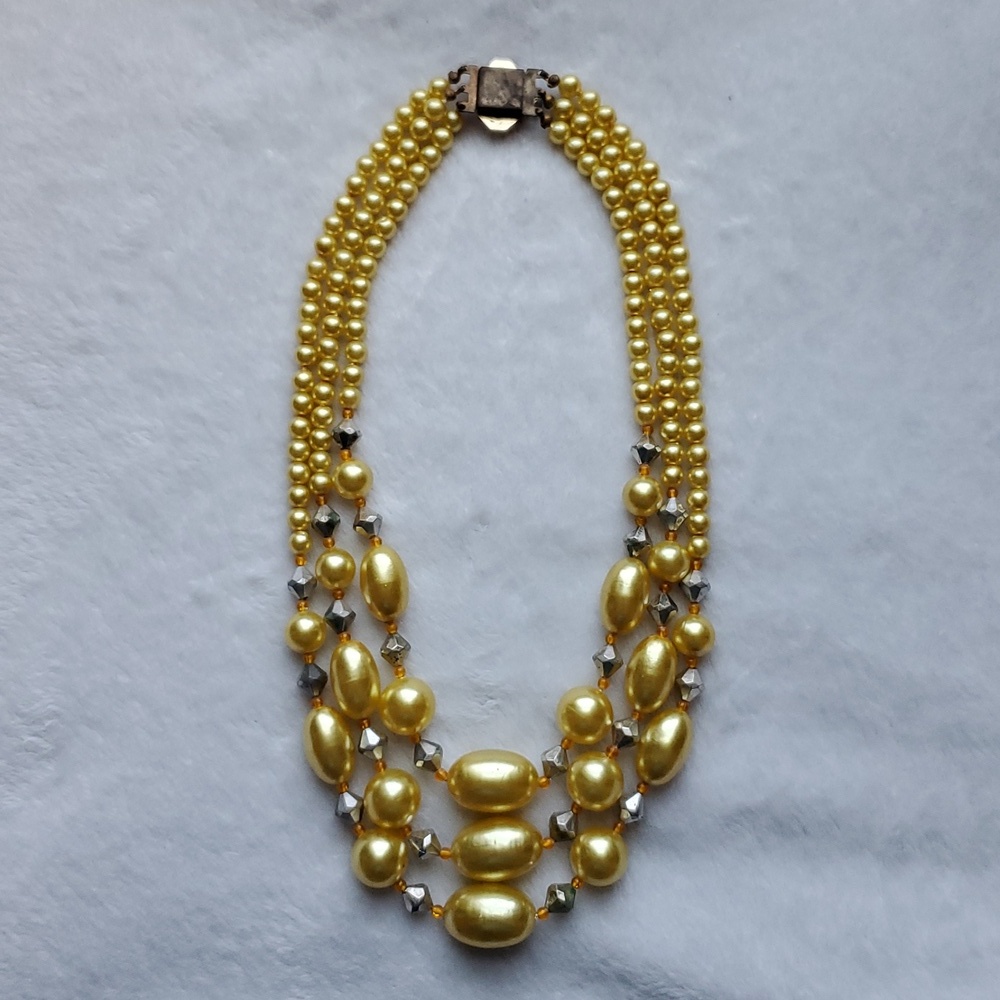 Vintage MCM Multi-Strand Chunky Statement Beaded Necklace - Picture 2 of 12